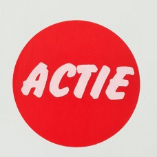 Prijssticker Ø35mm rood/wit  ACTIE 500/rol 